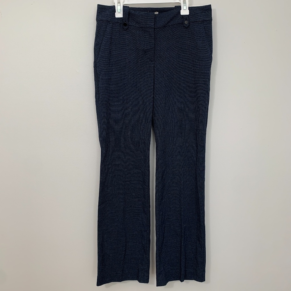 LOFT Navy Textured Wide-Leg Trousers